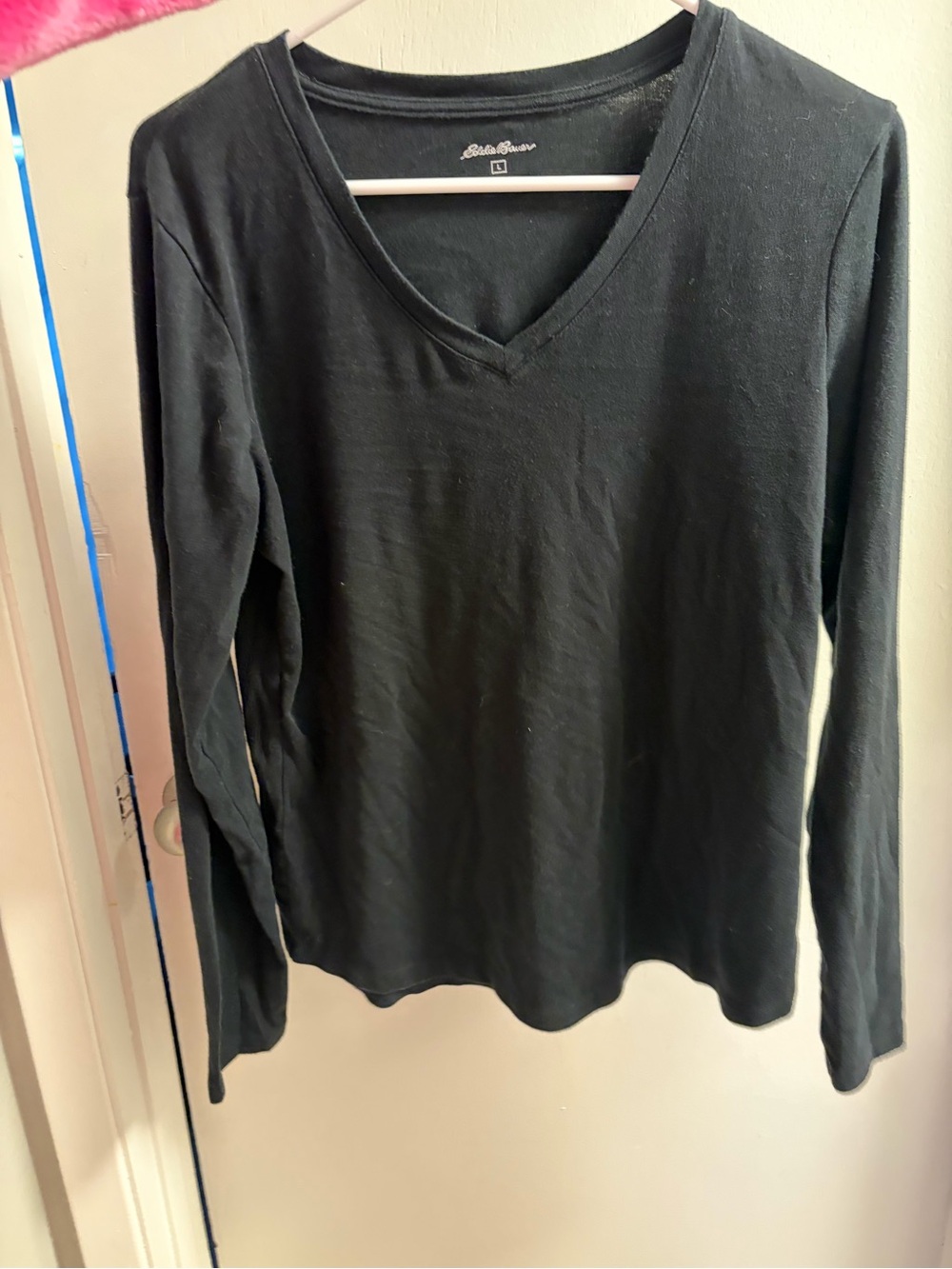 Eddie Bauer Black Long Sleeve V-Neck Tee